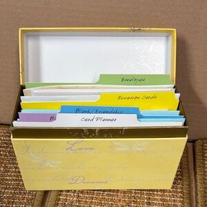 41 Vintage Assorted Greeting Cards with Yellow Card Organizer Box